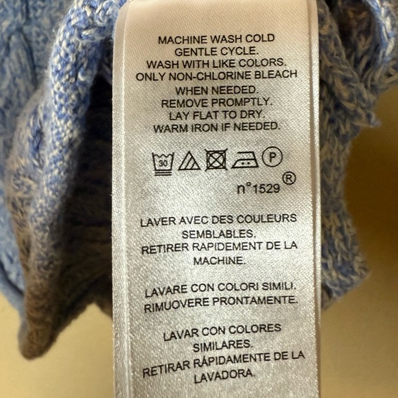 Lauren Ralph Lauren Blue Cable Knit Boatneck Long Sleeve Sweater Medium - Picture 6 of 6